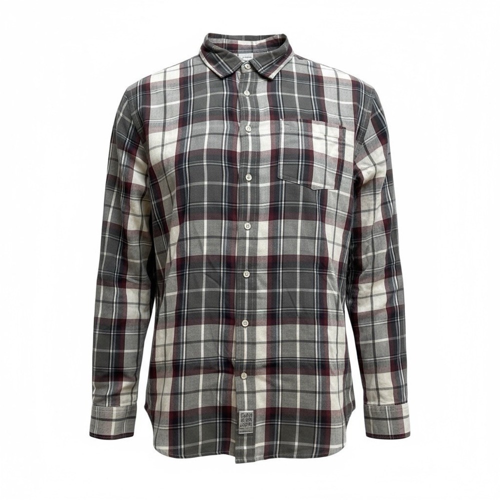 Calvin Klein Shirt Men's 2XL Blue Plaid Gauze Snap Up Long Sleeve